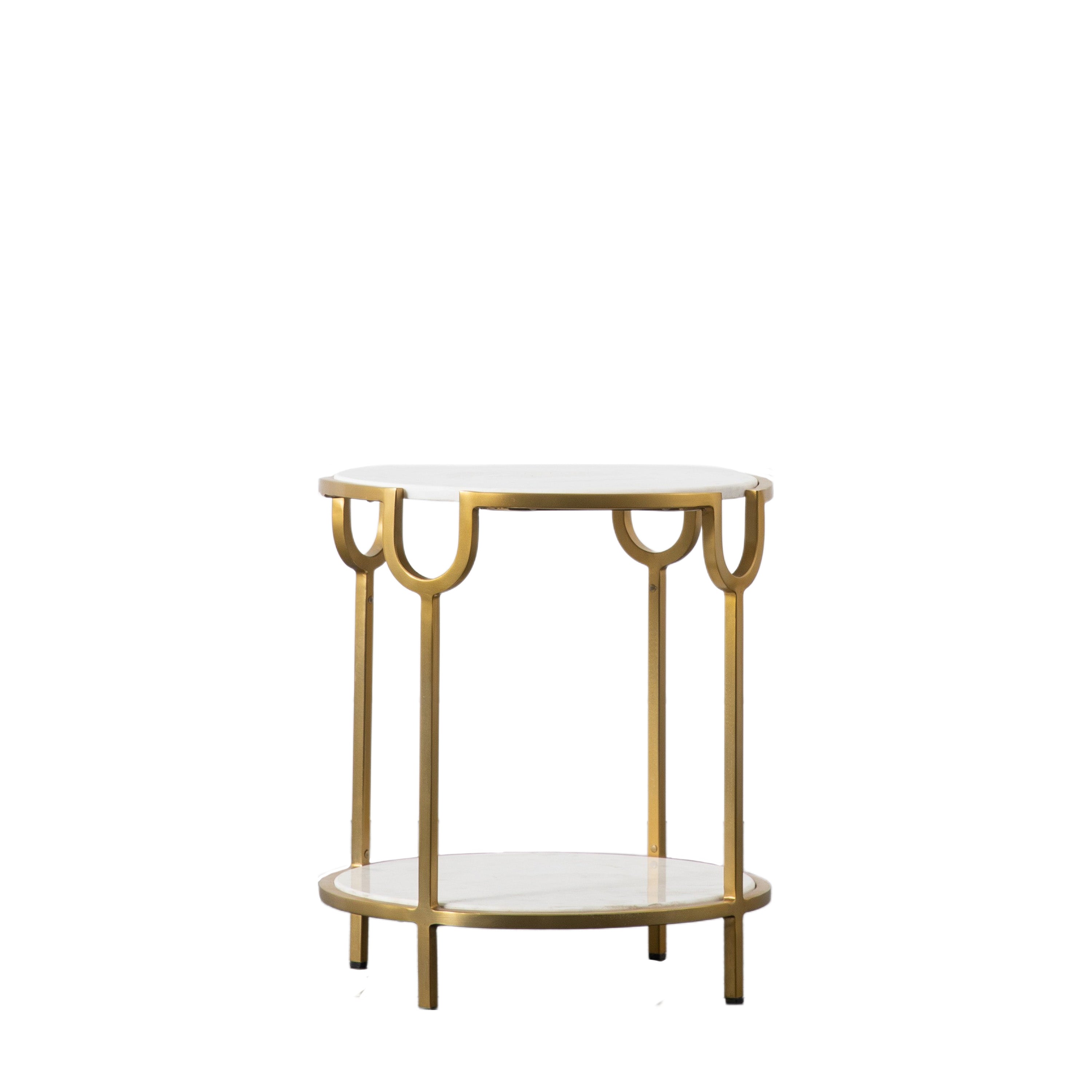 Beaufort Gold & White Marble Round Side Table
